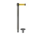 Montour Line Stanchion Belt Barrier Removable Base Sat.Steel Post 7.5ftYellow Belt MX630R-SS-YW-75